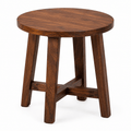 Handcrafted solid acacia wood round accent side table with walnut finish for living room or bedroom by Bombay Home Decor LLC.