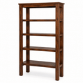 Handcrafted solid acacia wood five shelf bookshelf with a walnut finish by Bombay Home Decor LLC.
